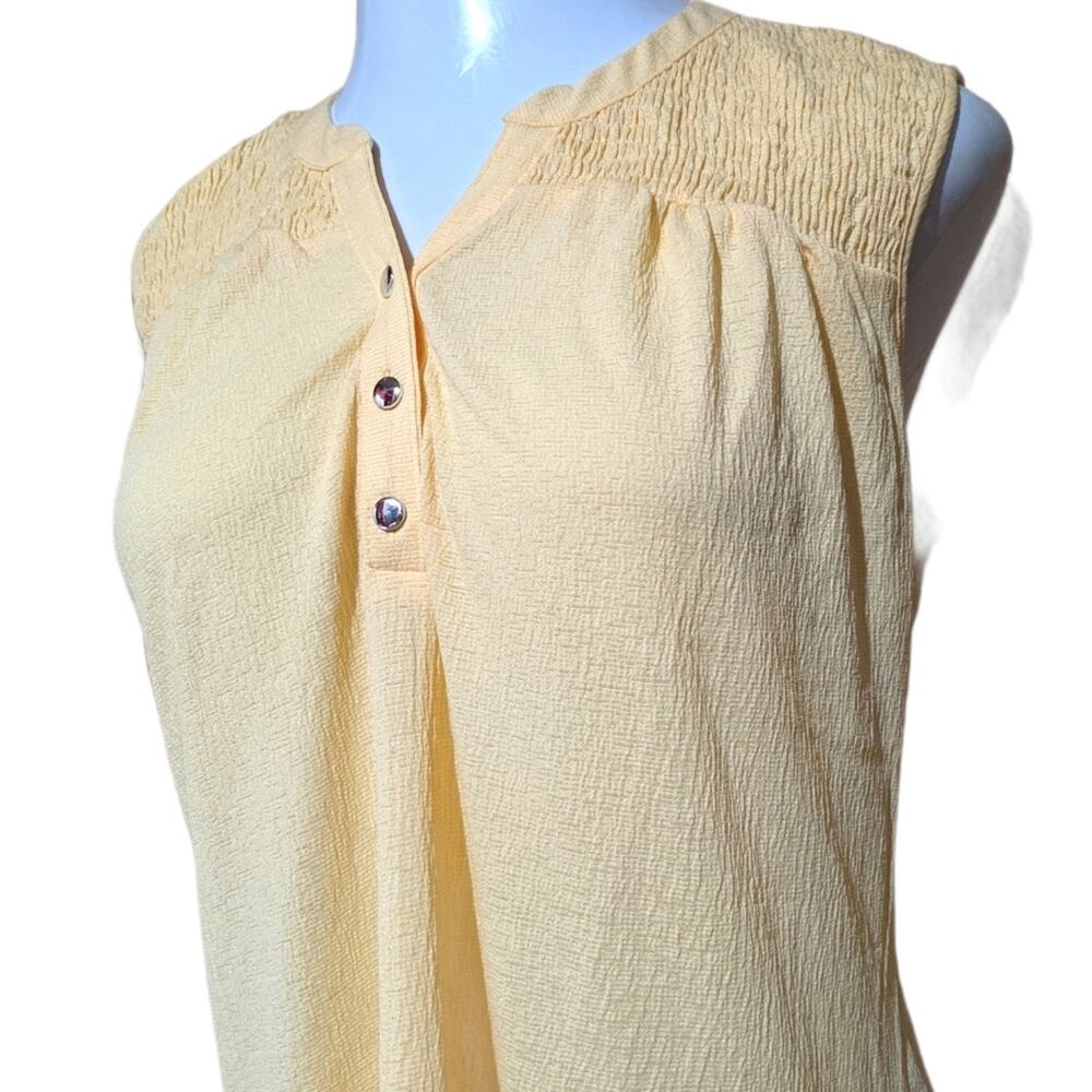 AVENUE Yellow Sleeveless Top Smocked Plus 14/16 1X - Picture 3 of 7